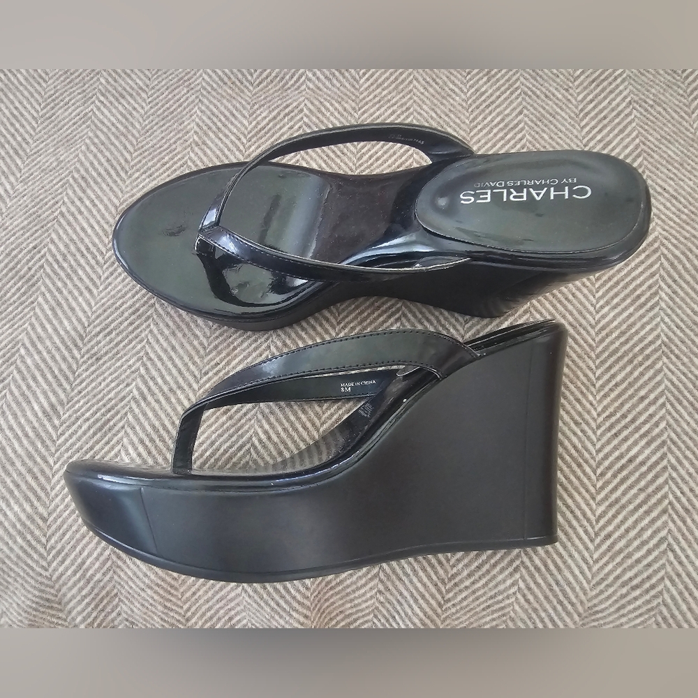 Charles by Charles David Glossy Black Wedges